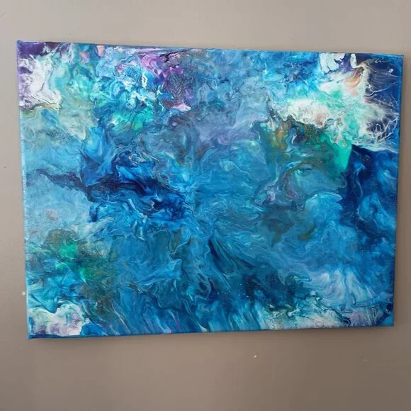 Tranquil Waves, ORIGINAL, Abstract, Acrylic on Canvas12 x 16 inches